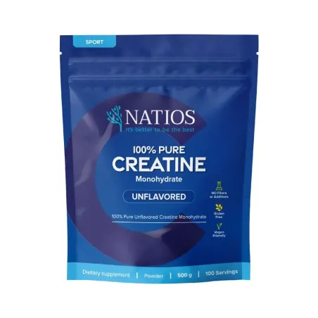 Natios Kreatin Monohydrát, Neochucený, 500 g