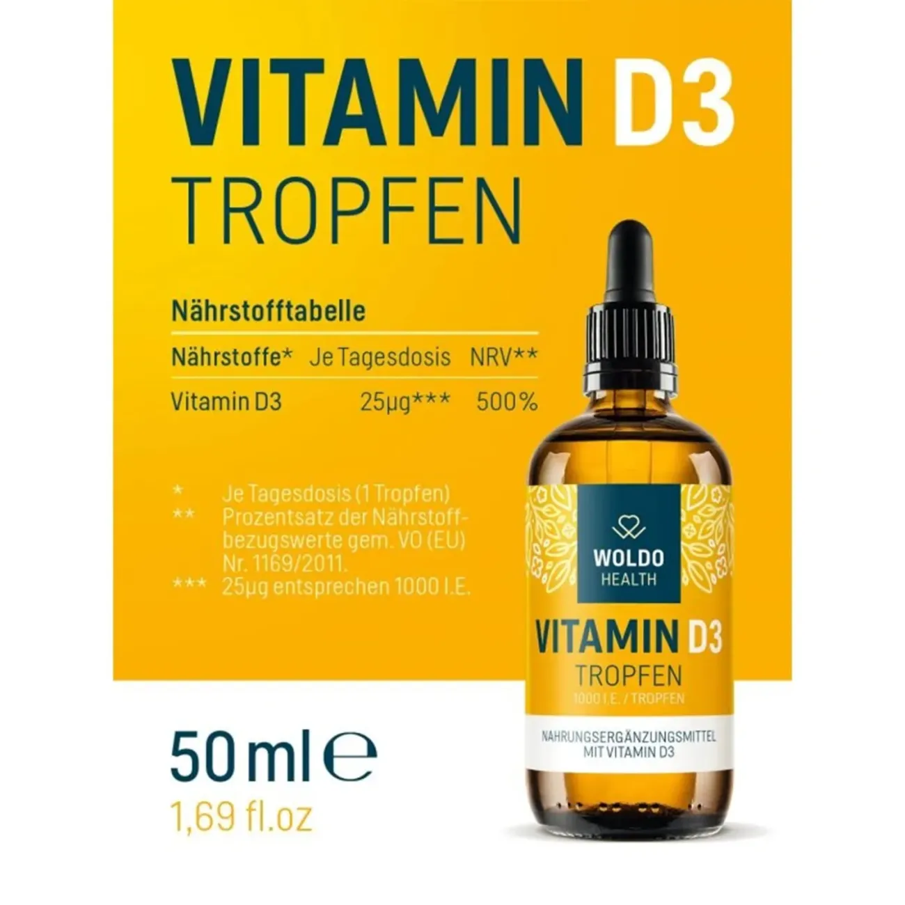 Vitamin D3 1000 IU 50 ml, složení